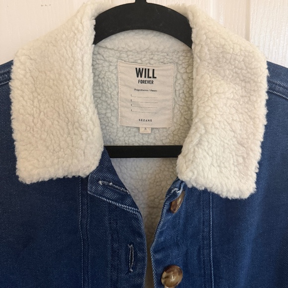 Sezane Will Jacket Indigo with Shearling Lining - Size S - Picture 5 of 7